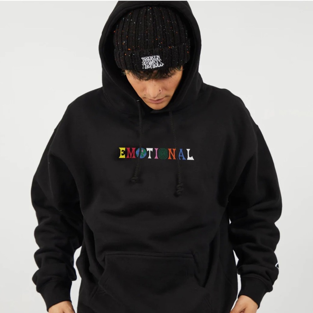 BROKEN PROMISES MEDIUM BLACK KANGAROO POUCH HOODED SWEATSHIRT
